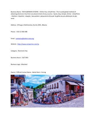 FOR ALBANIAN CITIZENS - Online Visa  eVisaPrime - The trusted global method of o
