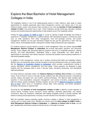 Explore the Best Bachelor of Hotel Management Colleges in India (1)