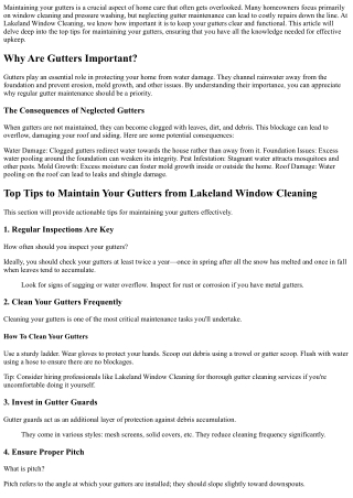Top Tips to Maintain Your Gutters from Lakeland Window Cleaning