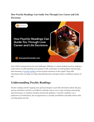 How Psychic Readings Can Guide You Through Love Career and Life Decisions