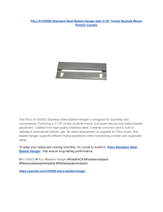 Pitco A1105402 Stainless Steel Basket Hanger with 2-1_8_ Center Keyhole Mount PartsFe Canada