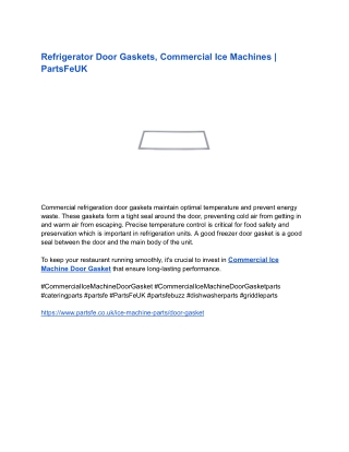 Refrigerator Door Gaskets, Commercial Ice Machines _ PartsFeUK