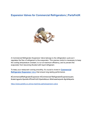 Expansion Valves for Commercial Refrigerators _ PartsFeUK