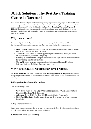 Java Training Centre In nagercoil