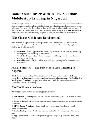 Mobile App Training in Nagercoil