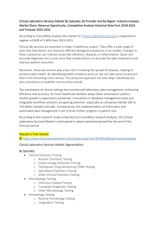 Growth of the Clinical Laboratory Services Market in Emerging Regions