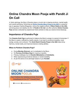 Book Pandit Ji Online for Chandra Moon Pooja – Call Now