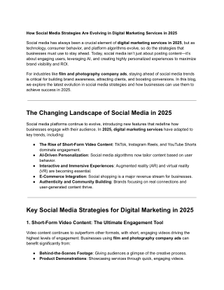 How Social Media Strategies Are Evolving in Digital Marketing Services in 2025