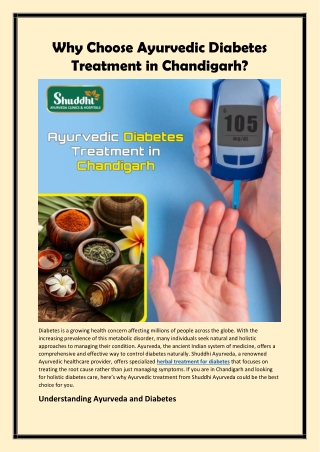 Ayurvedic Diabetes Treatment in Chandigarh