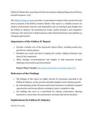Fabless IC Market Size 2025: Report by Revenue Analysis, Regional Segments