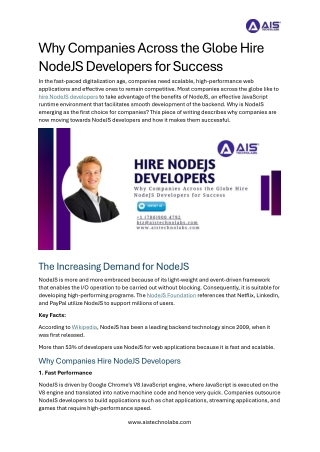 Why Companies Across the Globe Hire NodeJS Developers for Success