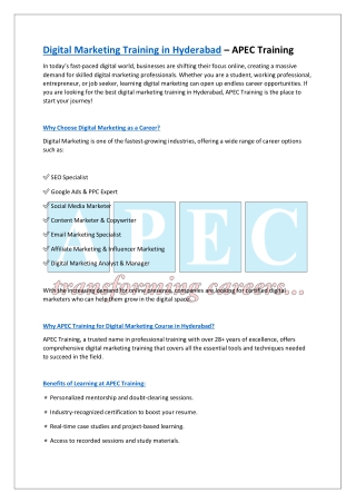 Digital Marketing Training in Hyderabad
