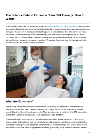 The Science Behind Exosome Stem Cell Therapy How It Works