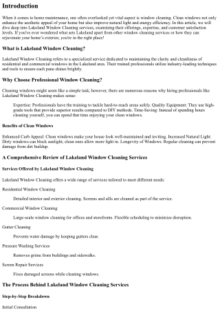 A Comprehensive Review of Lakeland Window Cleaning Services