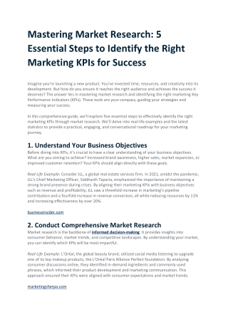Master Market Research 5 Steps to Find Key Marketing KPIs