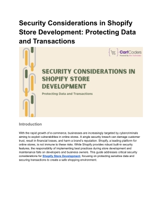 Security Considerations in Shopify Store Development_ Protecting Data and Transactions