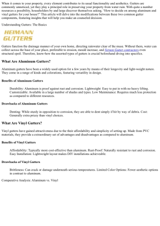 “How to Choose Between Aluminum and Vinyl Gutters for Your Home”