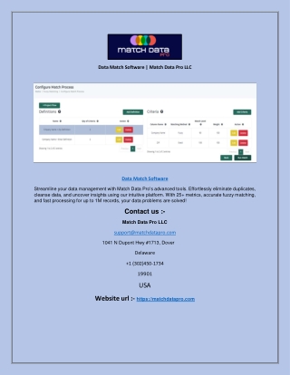 Data Match Software | Match Data Pro LLC