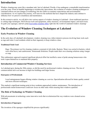 The Evolution of Window Cleaning Techniques at Lakeland.