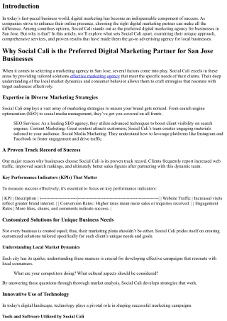 Why Social Cali is the Preferred Digital Marketing Partner for San Jose Business