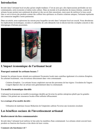 Investir dans l’artisanat local, pourquoi c’est important