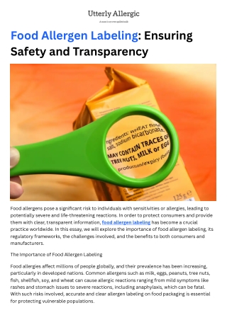 Food Allergen Labeling Ensuring Safety and Transparency
