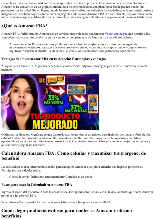 Calculadora Amazon FBA: Maximiza tus márgenes con este cálculo sencillo