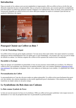 Offrir un Coffret en Bois : La Touche Personnelle qui Fait la Différence