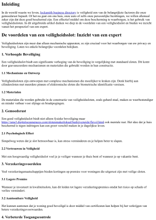 De voordelen van een veiligheidsslot: Inzicht van een expert