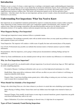 Understanding Pest Inspections: What You Need to Know
