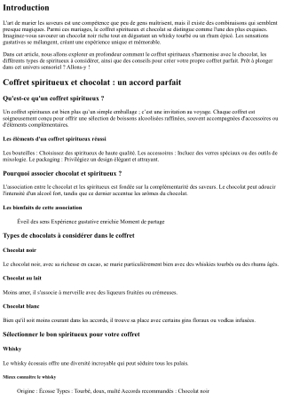 Coffret spiritueux et chocolat : un accord parfait