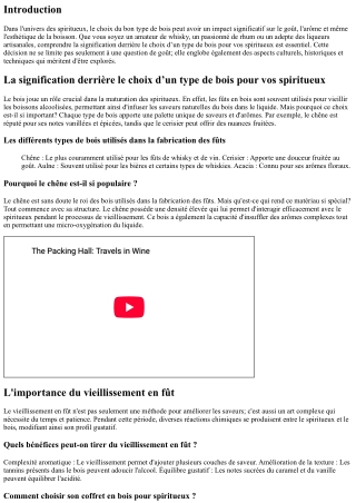 La signification derrière le choix d’un type de bois pour vos spiritueux