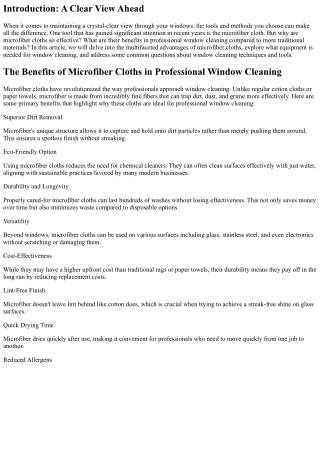 The Benefits of Microfiber Cloths in Professional Window Cleaning.