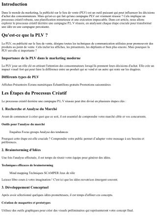 Le Processus Créatif Derrière une Campagne P.L.V Réussie.