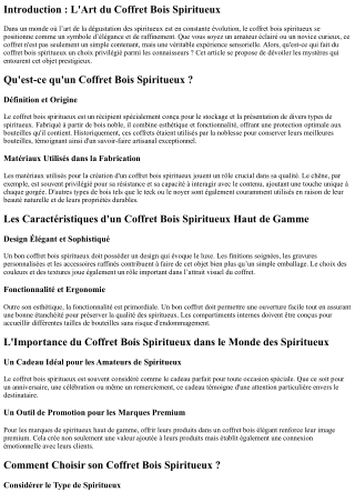 “Dévoiler les mystères du coffret bois spiritueux”