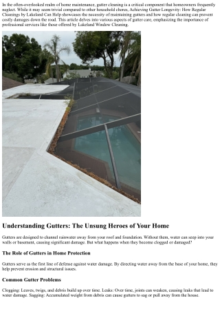 Achieving Gutter Longevity: How Regular Cleanings by Lakeland Can Help