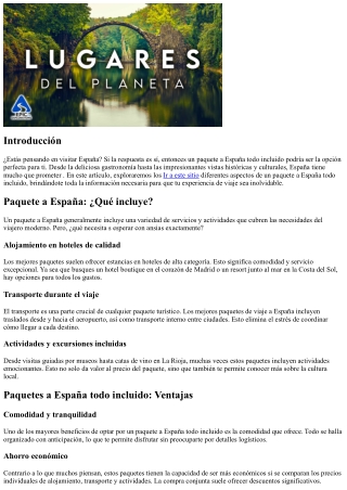 Paquete a España todo incluido: lo mejor en un solo viaje