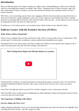 Embrace Luxury with the Exclusive Services of I-Drive