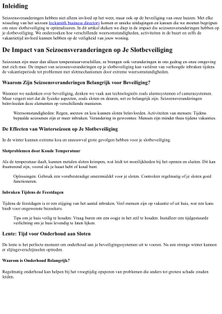 De Impact van Seizoensveranderingen op Je Slotbeveiliging