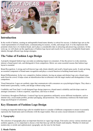 Fashion Logo Layout: Developing an Unforgettable Brand Identification