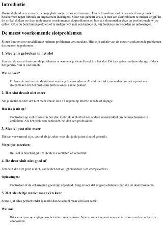 De meest voorkomende slotproblemen en hoe een slotenmaker ze oplost