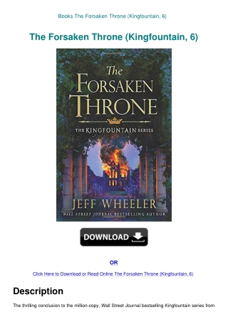 Books The Forsaken Throne (Kingfountain  6)