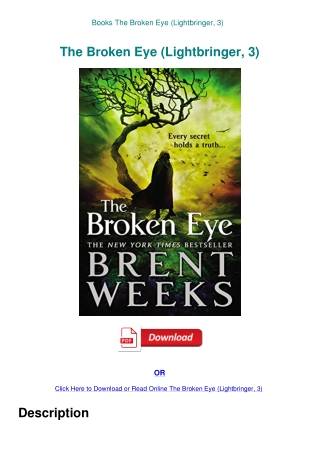 Books The Broken Eye (Lightbringer  3)