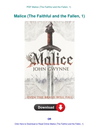 PDF Malice (The Faithful and the Fallen  1)