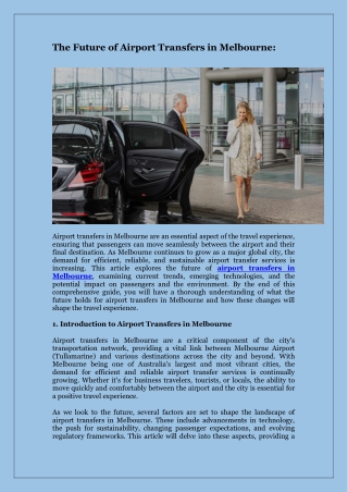 The Future of Airport Transfers in Melbourne