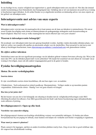 Inbraakpreventie met advies van onze experts