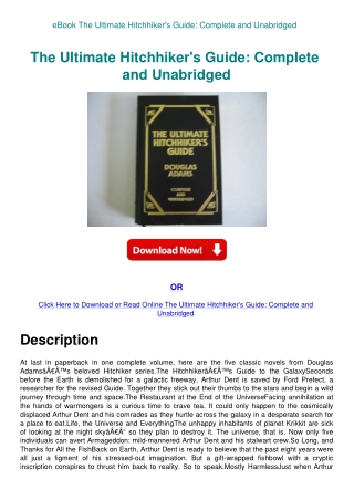 eBook The Ultimate Hitchhiker's Guide Complete and Unabridged