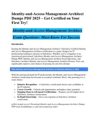 Identity-and-Access-Management-Architect Dumps PDF 2025 – Get Certified on Your First Try!