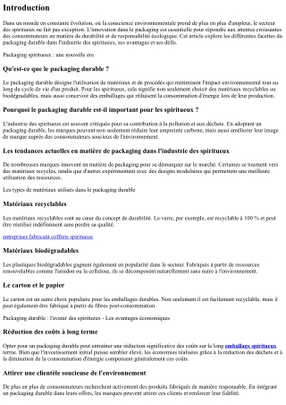 Packaging durable : l'avenir des spiritueux