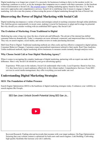 Discovering the Power of Digital Marketing with Social Cali